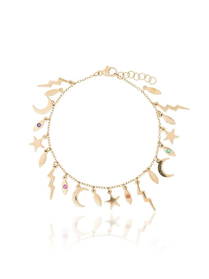 Andrea Fohrman 18k Yellow Gold Multi Charm Sapphire Bracelet