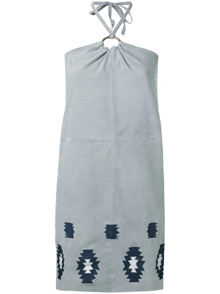 Meteo By Yves Salomon - Faidilla Dress - Women - Polyester/viscose/goat Suede - 36, Grey, Polyester/viscose/goat Suede