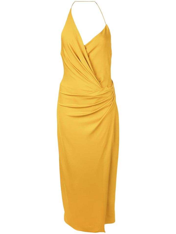 Cushnie Halter Neck Wrap Dress - Yellow