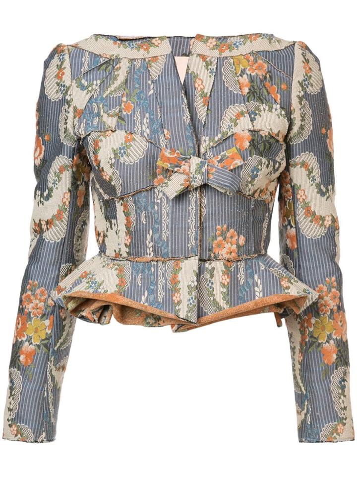 Brock Collection Tapestry-print Peplum Jacket - Blue