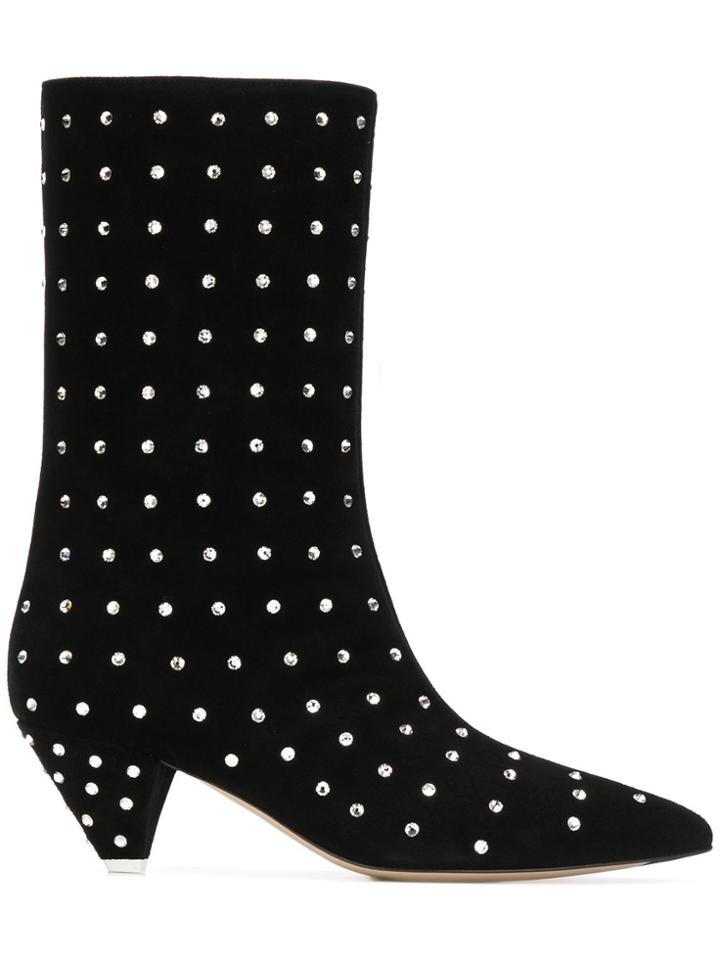 Attico Sofia Embellished Ankle Boots - Black