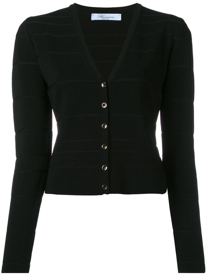 Blumarine V-neck Cropped Cardigan, Women's, Size: 46, Black, Viscose/polyamide