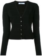 Blumarine V-neck Cropped Cardigan, Women's, Size: 46, Black, Viscose/polyamide