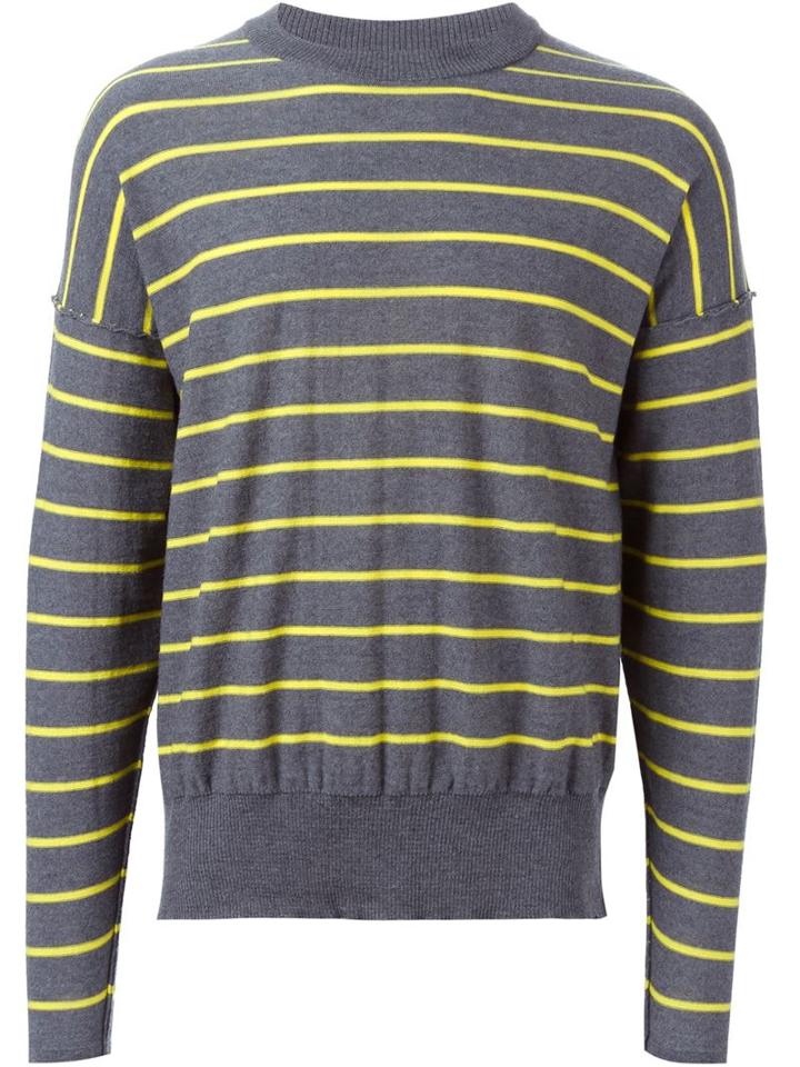 Ami Alexandre Mattiussi Striped Jumper, Men's, Size: Large, Grey, Wool