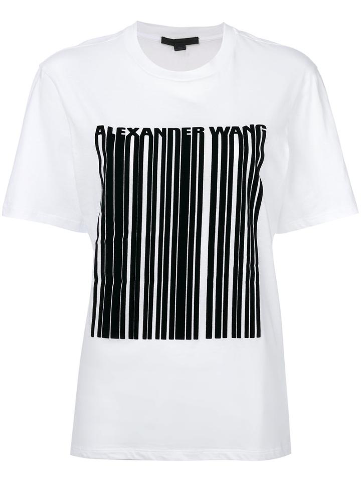 Alexander Wang - Barcode Logo Printed T-shirt - Women - Cotton - S, White, Cotton