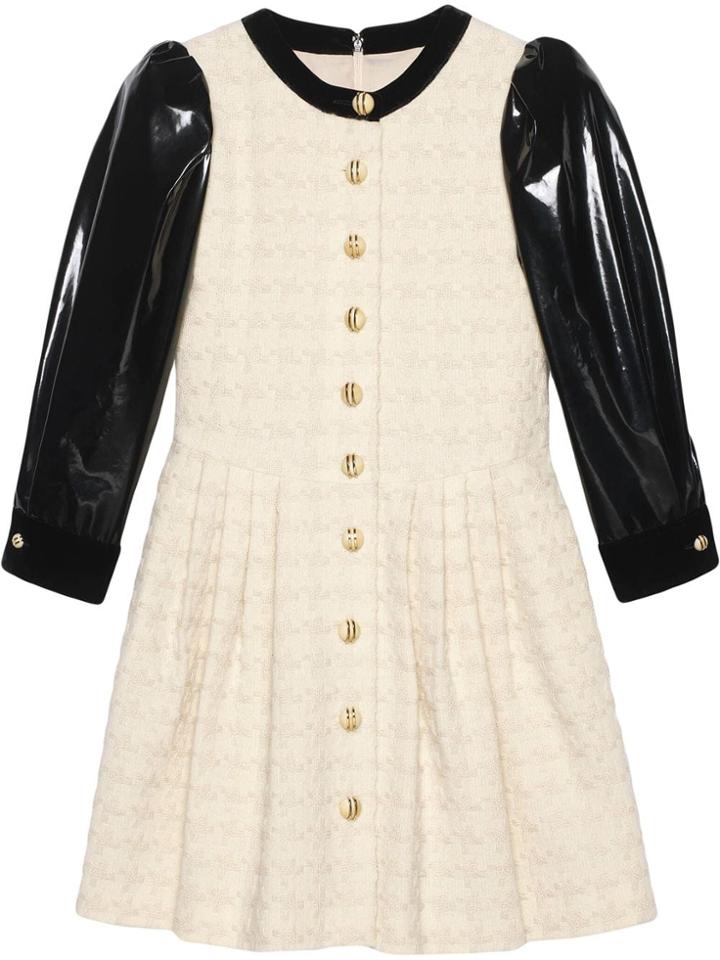 Gucci Vinyl-sleeve Flared Mini Dress - White