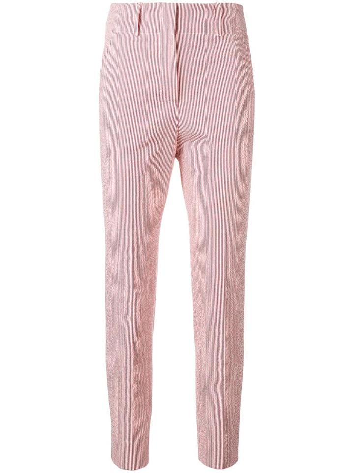 Incotex Striped Crinkled Cropped Trousers - Red