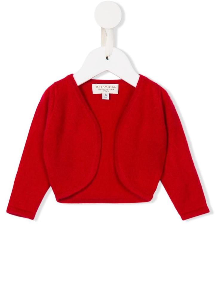Cashmirino - Open Front Cardigan - Kids - Cashmere - 3 Mth, Red