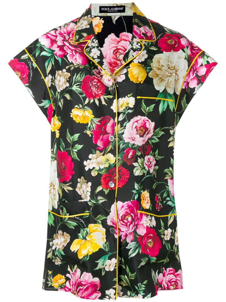 Dolce & Gabbana Floral Printed Shirt - Black