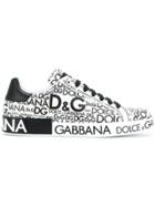 Dolce & Gabbana Logo Print Portofino Sneakers - Black