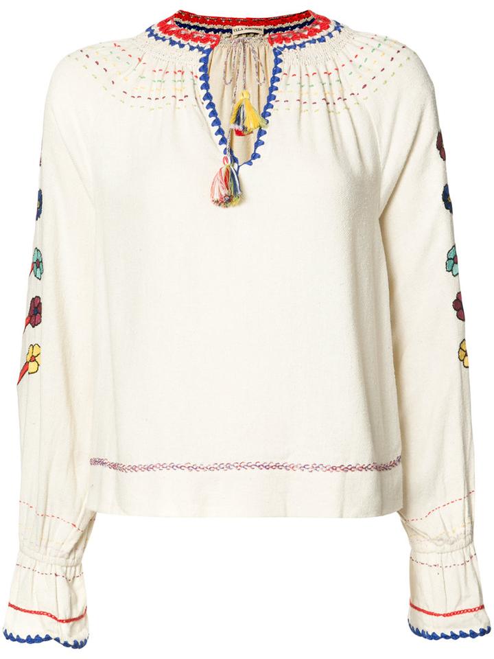 Ulla Johnson Embroidered Blouse, Women's, Size: 0, Nude/neutrals, Silk