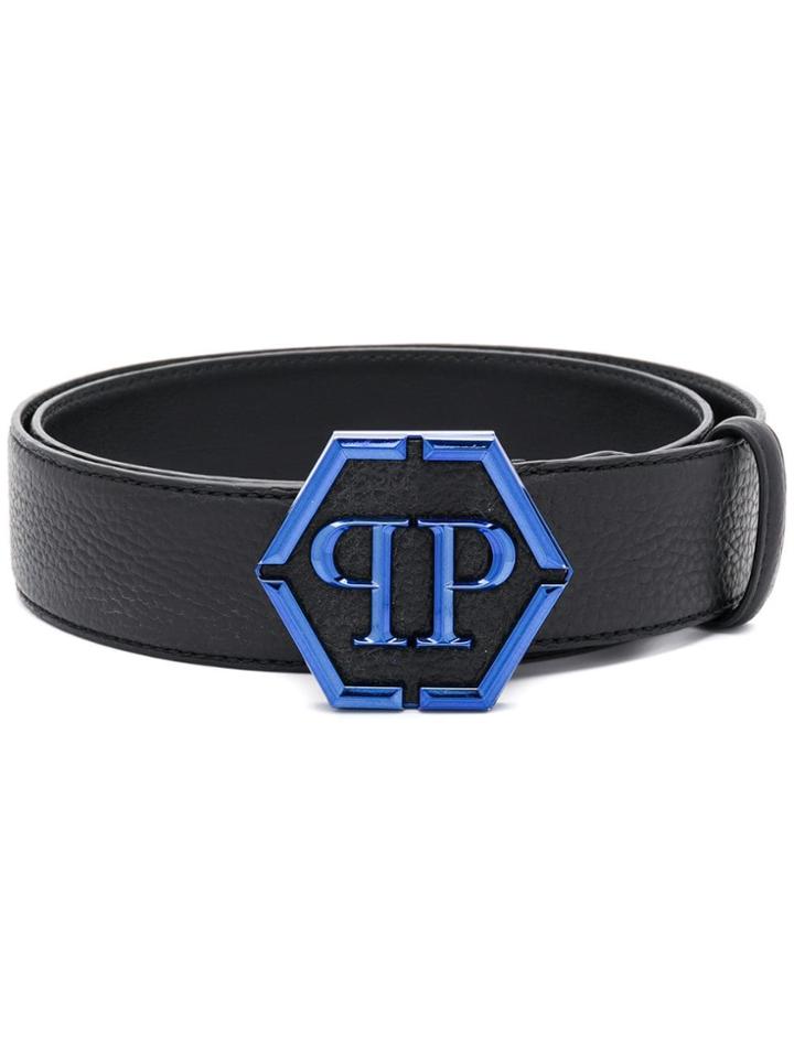 Philipp Plein Logo Plaque Buckle Belt - Black