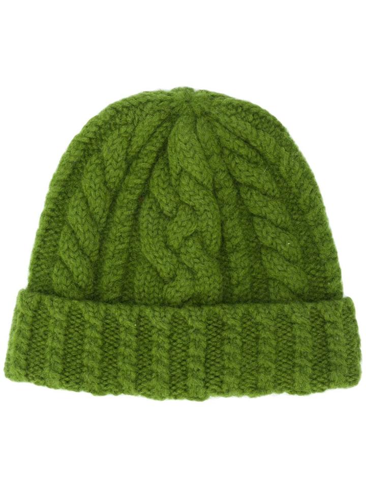 Ami Alexandre Mattiussi Cable Knit Beanie - Green