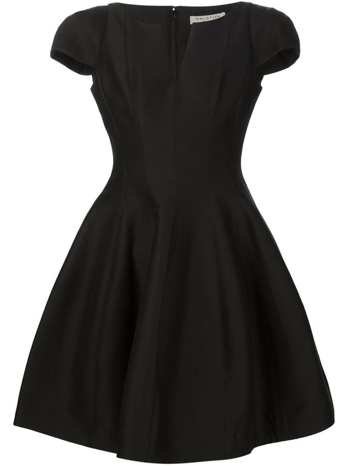 Halston Heritage Flared Cady Satin Dress