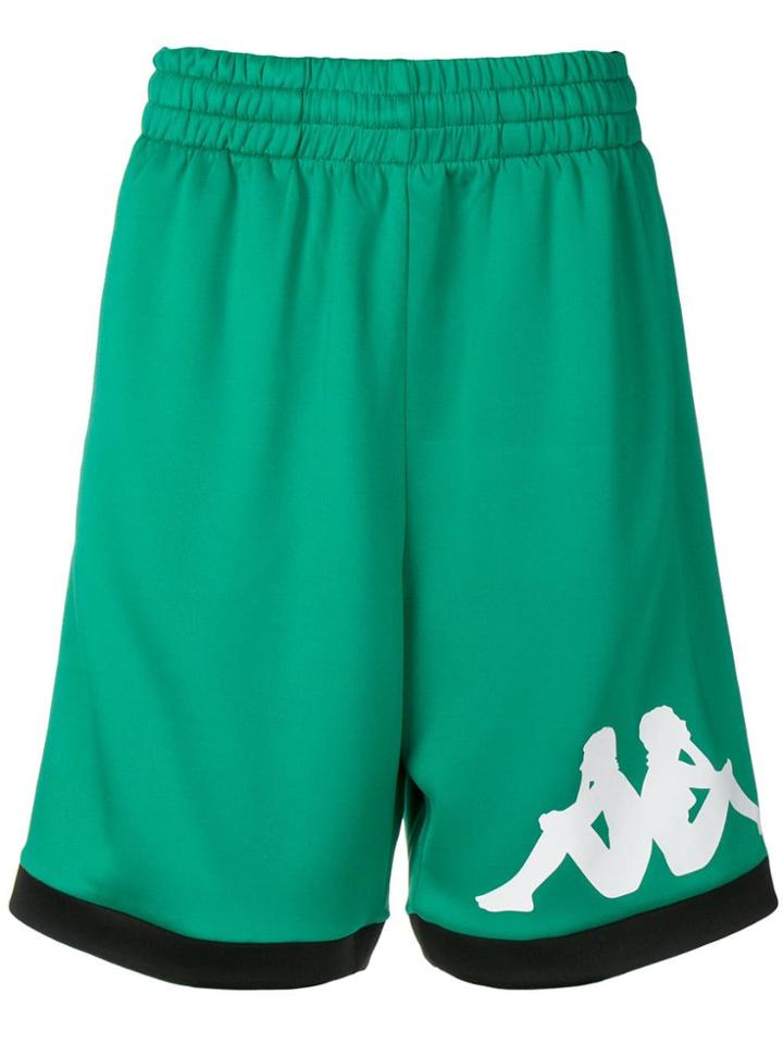 Kappa Logo Print Track Shorts - Green