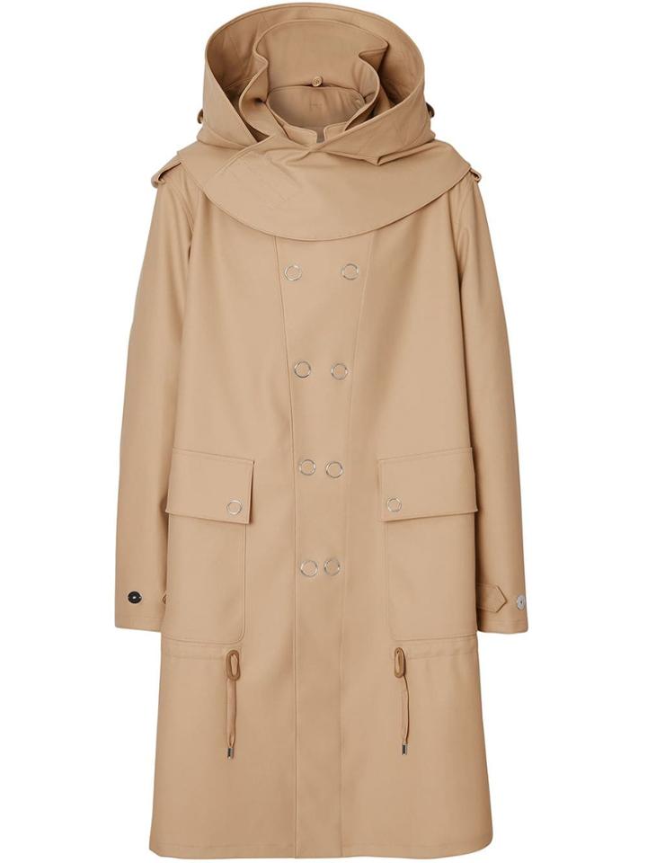 Burberry Detachable Hood Rubberised Parka - Neutrals