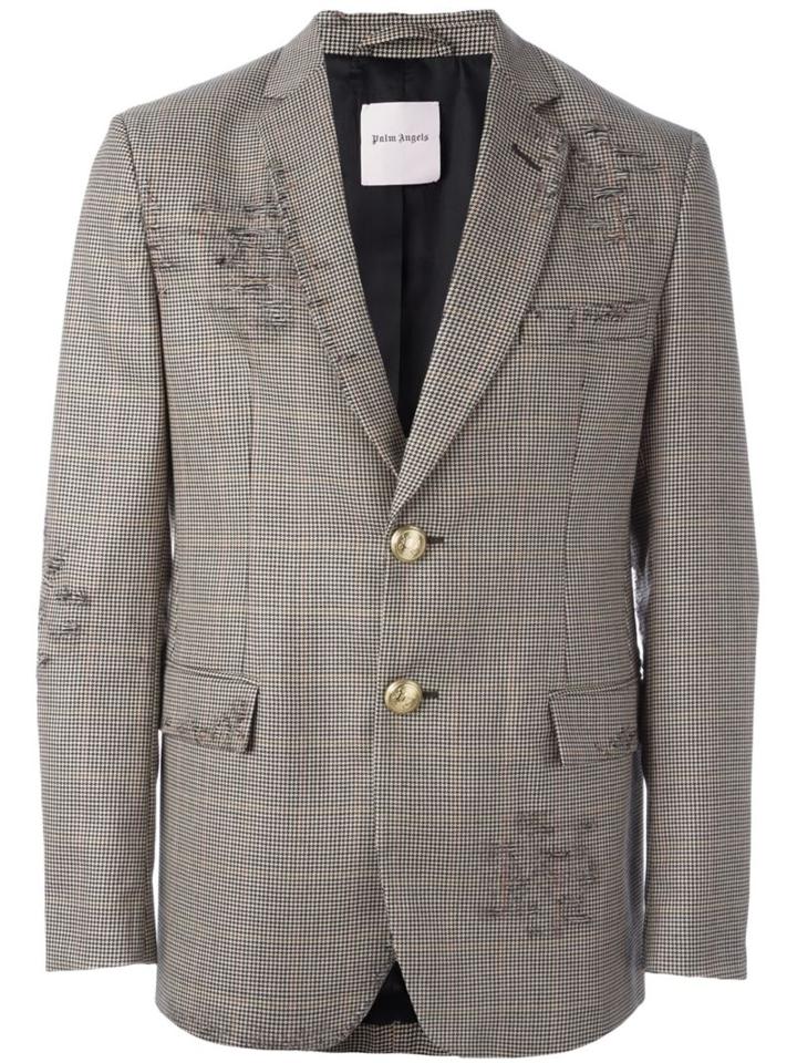 Palm Angels Houndstooth Pattern Blazer, Men's, Size: 46, Cotton/wool/viscose