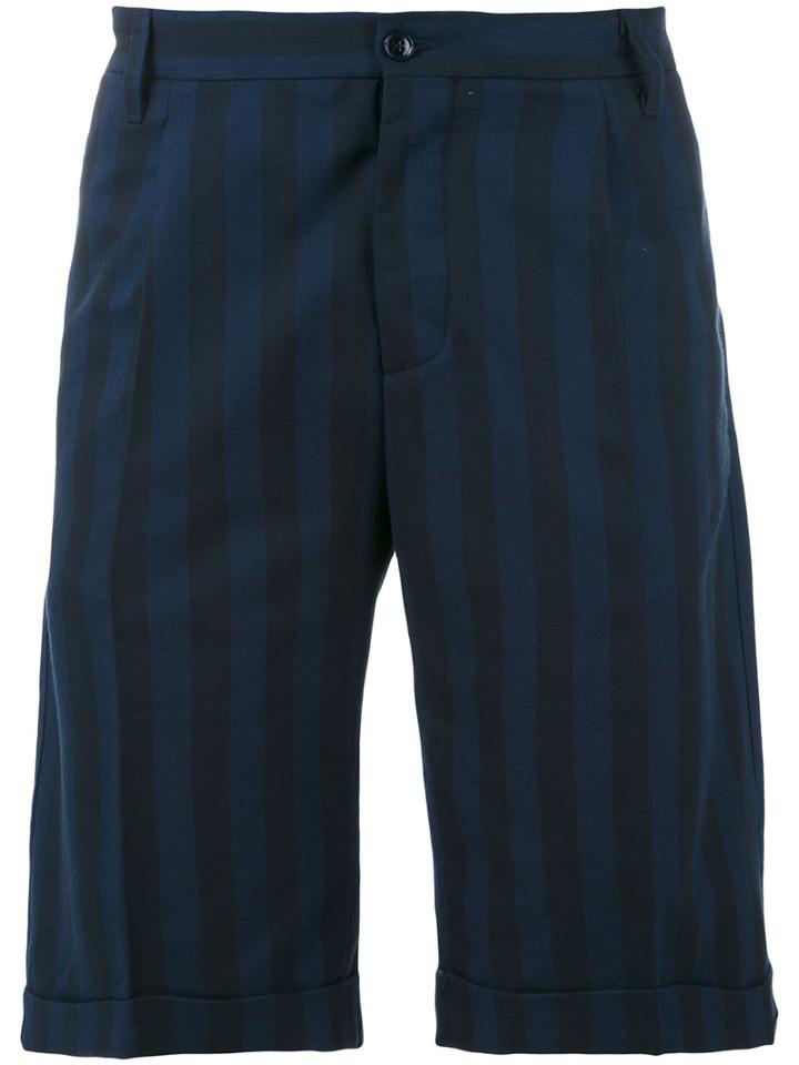 Wide Stripe Shorts - Men - Cotton - 52, Blue, Cotton, Mp Massimo Piombo