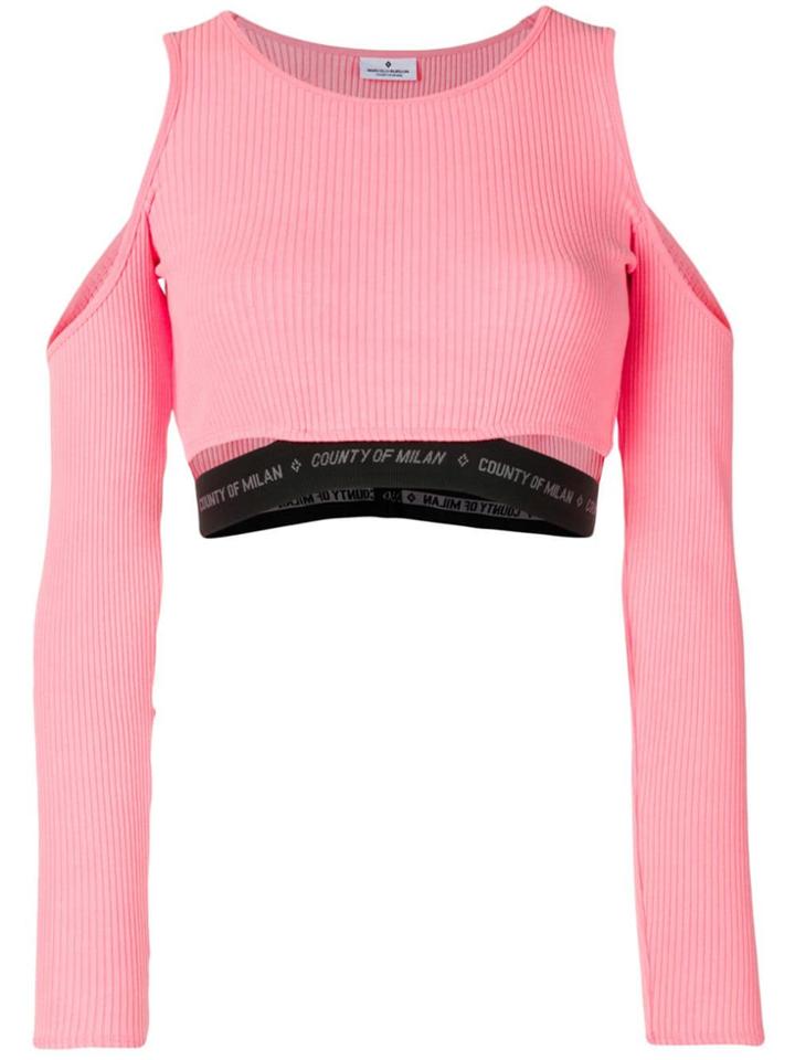 Marcelo Burlon County Of Milan Cold Shoulder Cropped Top - Pink