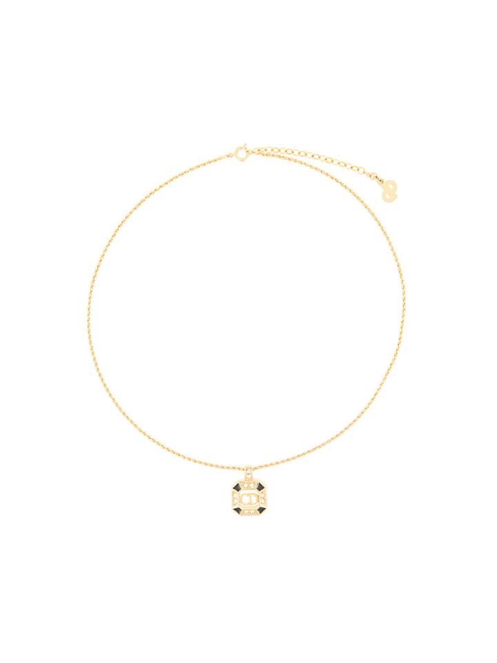 Christian Dior Vintage Rhinestone Square Necklace - Metallic
