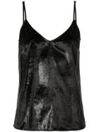 Frame Metallic V-neck Slip Top - Black