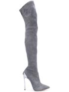 Casadei Techno Blade Thigh Boots - Grey