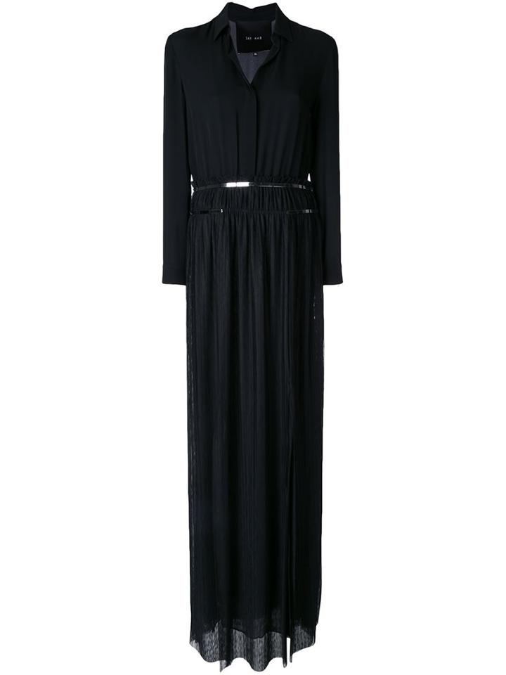 Jay Ahr Silver-tone Detail Longsleeved Dress, Women's, Size: 36, Black, Silk/polyester