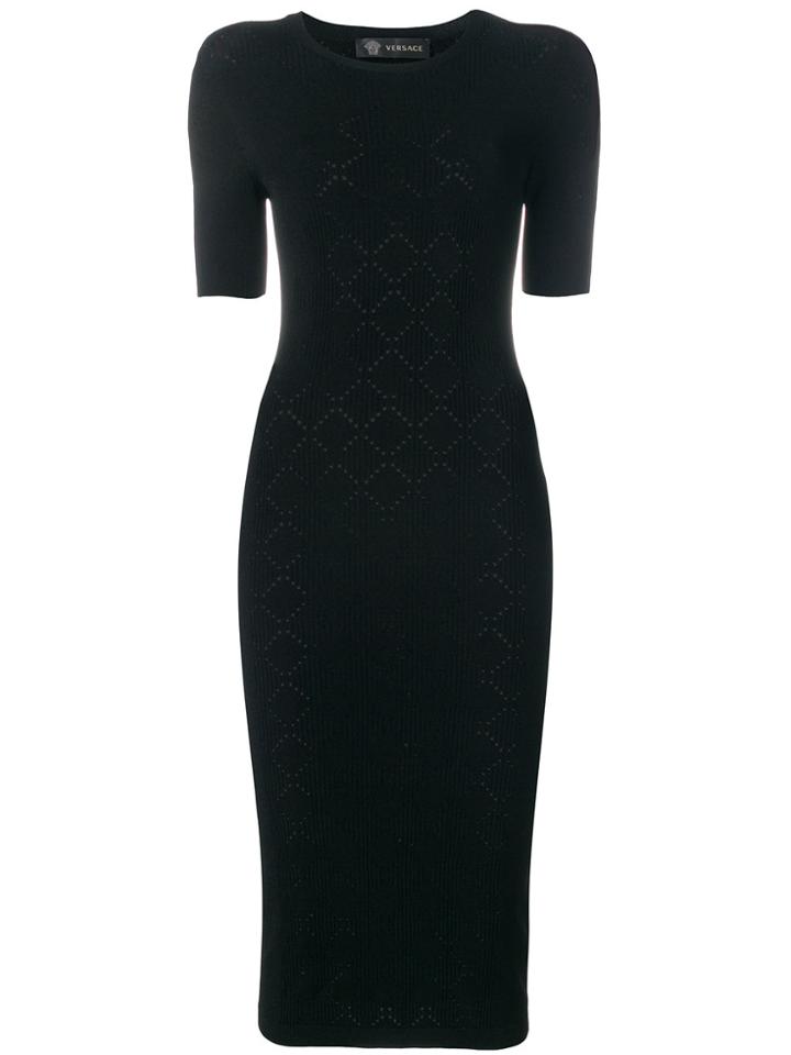Versace Pointelle-knit Dress - Black