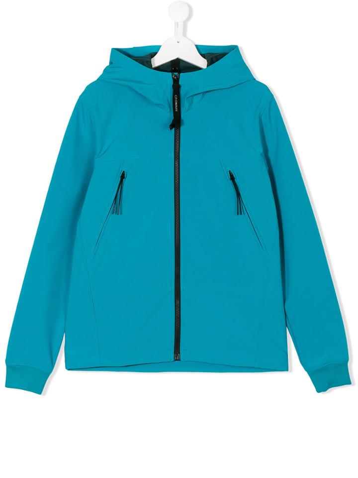 Cp Company Kids Teen Hooded Goggle Detail Jacket - Blue