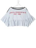 Philosophy Di Lorenzo Serafini Kids Ruffled Hem T-shirt - Blue