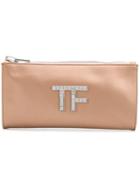 Tom Ford Embellished Logo Clutch Bag - Neutrals