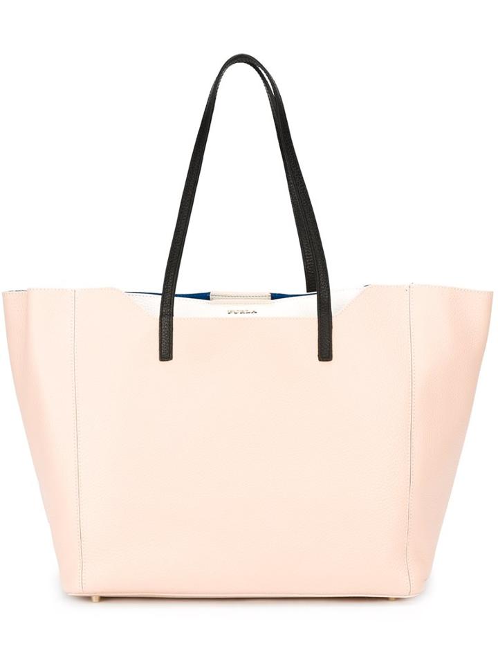 Furla Logo Detail Medium Tote, Women's, Pink/purple