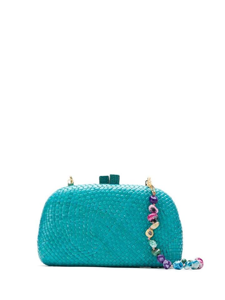 Serpui Clutch De Palha Turquesa - Blue