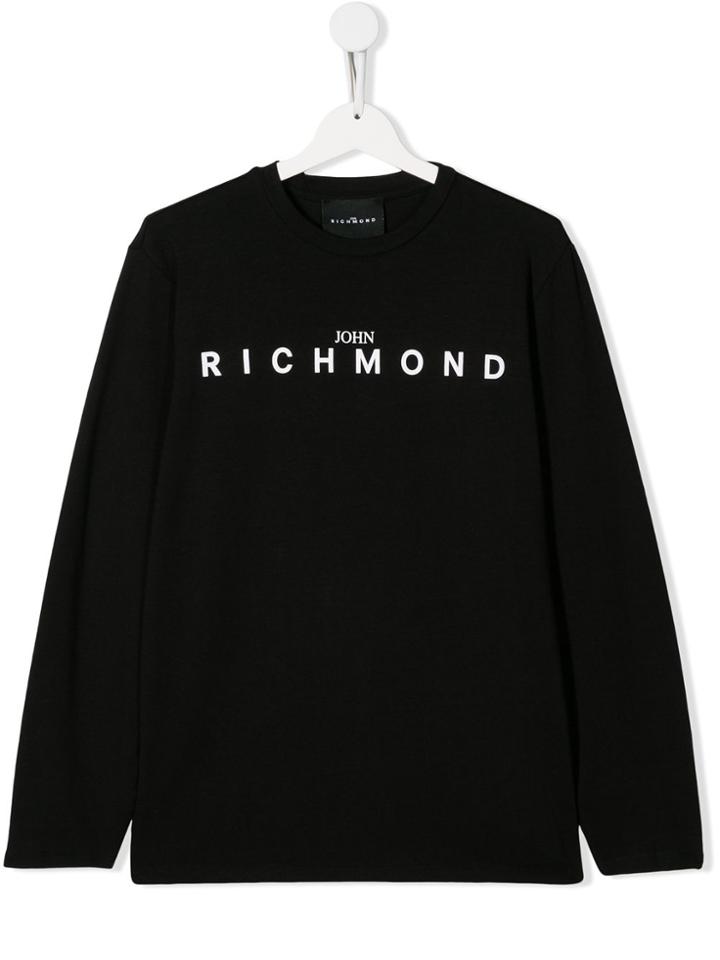 John Richmond Junior Logo Print Longsleeved T-shirt - Black