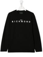 John Richmond Junior Logo Print Longsleeved T-shirt - Black