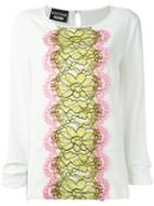 Boutique Moschino Embroidered Flowers T-shirt, Women's, Size: 40, White, Rayon/silk
