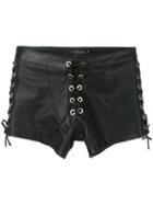 Manokhi - Laced Leather Shorts - Women - Leather - 36, Black, Leather