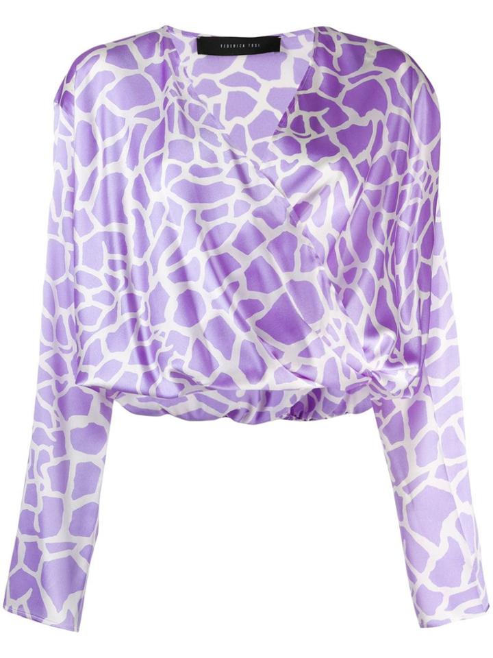 Federica Tosi Printed Wrap Top - Purple