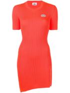 Gcds Asymmetric Knitted Fitted Dress - Orange