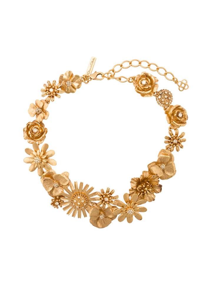 Oscar De La Renta Flower Cluster Necklace - Metallic