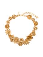 Oscar De La Renta Flower Cluster Necklace - Metallic