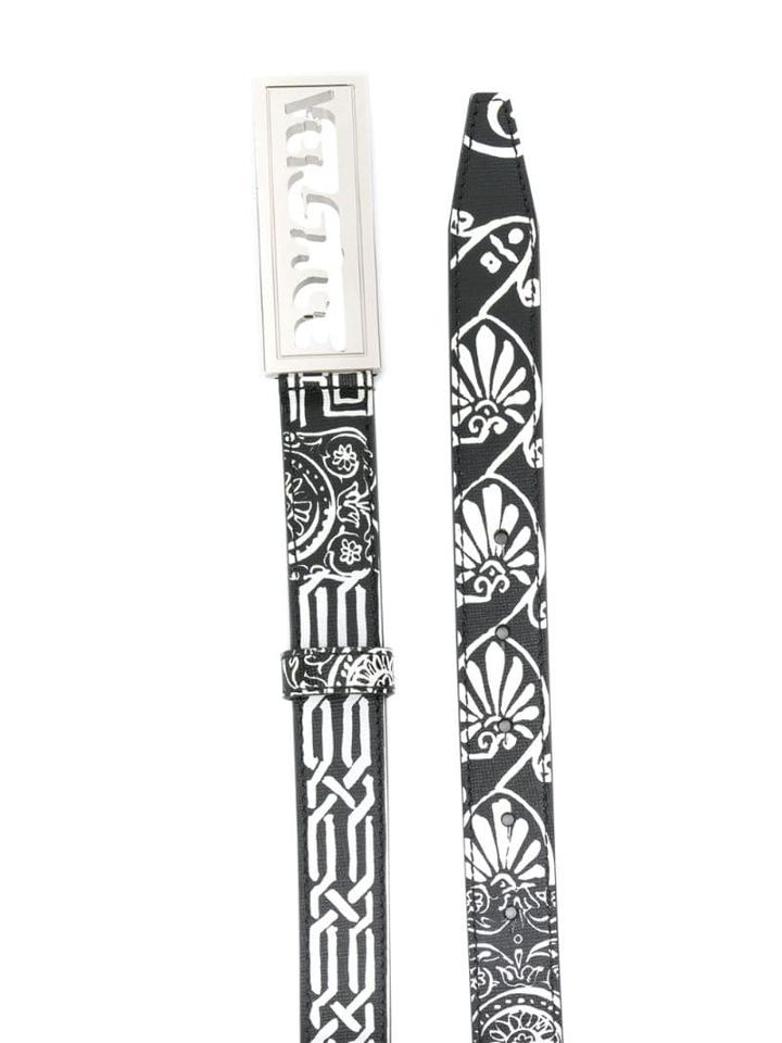 Versace Printed Logo Buckle Belt - Black