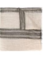 Brunello Cucinelli Striped Frayed Edge Scarf, Women's, Grey, Linen/flax