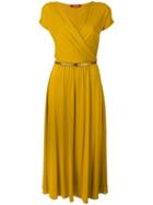 Max Mara Studio - Belted Wrap Dress - Women - Polyamide/spandex/elastane/viscose - M, Yellow/orange, Polyamide/spandex/elastane/viscose