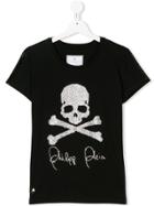 Philipp Plein Junior Teen Gem Studded Logo T-shirt - Black