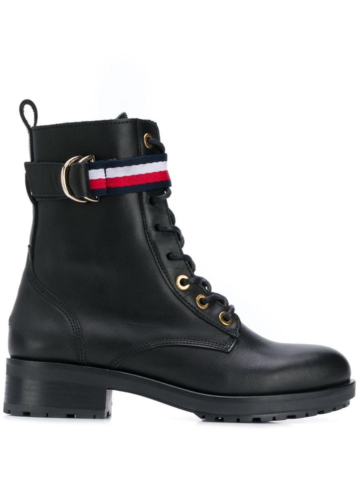 Tommy Hilfiger Lace-up Biker Boots - Black