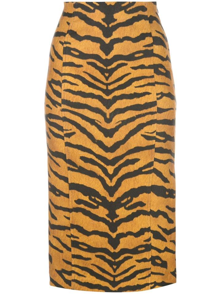 Adam Lippes Tiger Print Pencil Skirt - Orange