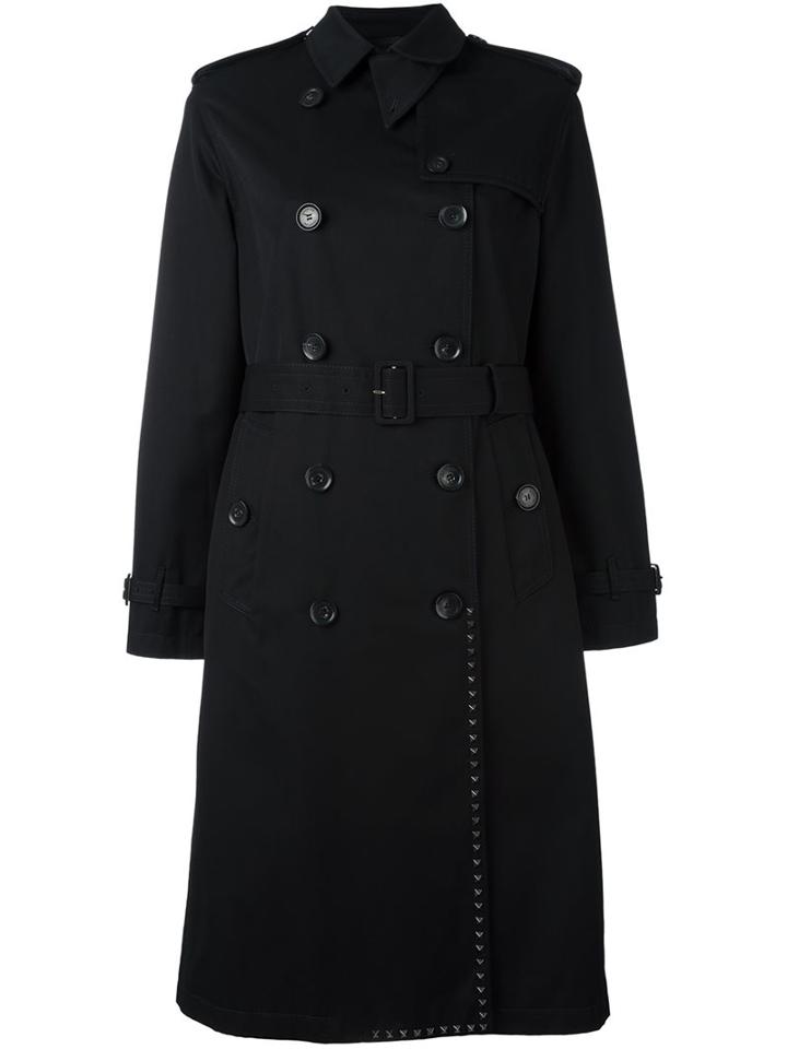 Valentino 'rockstud' Peacoat, Women's, Size: 44, Black, Polyester/cotton/lyocell/linen/flax