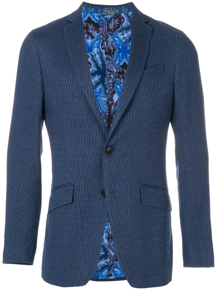 Etro Textured Pattern Blazer - Blue