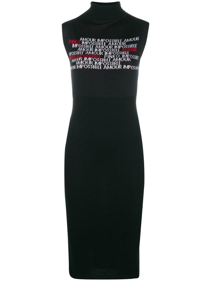 Pinko Amour Impossible Intarsia Dress - Black